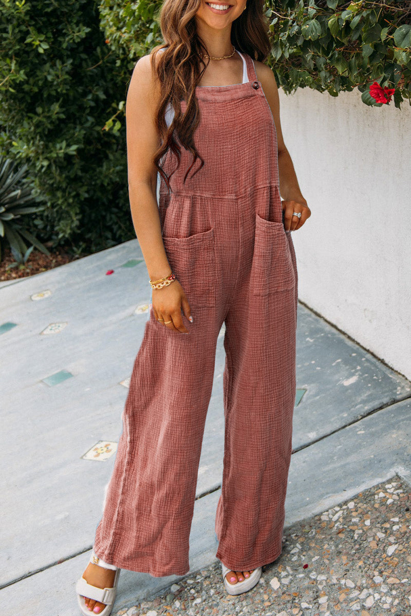 Anela - casual square collar loose jumpsuits with pockets