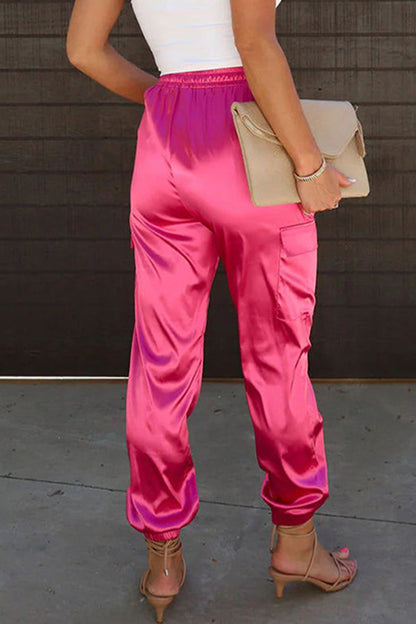 Marie - casual pocket straight high waist solid color bottom