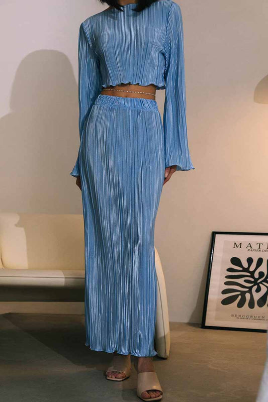 Elastic Waist Round Neck Two-Piece Set