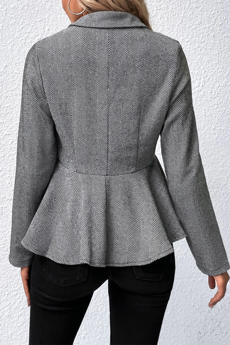 Women's stringy selvedge turndown collar blazer