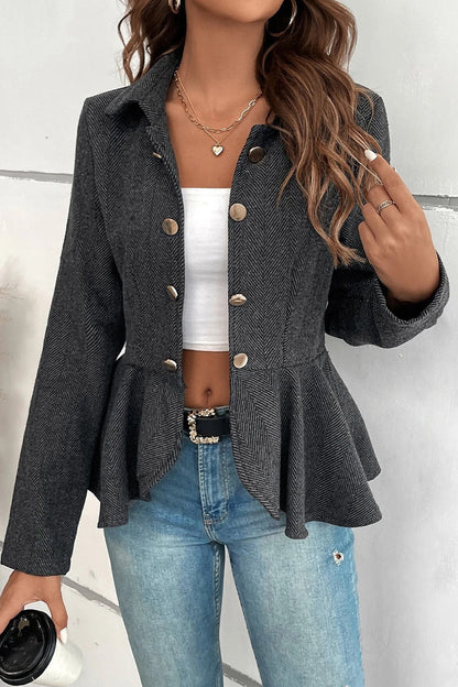 Women's stringy selvedge turndown collar blazer