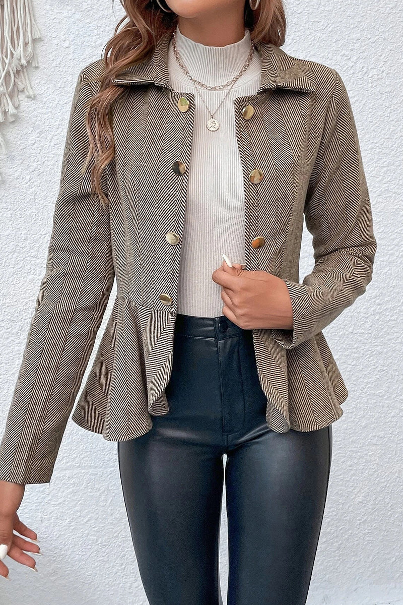 Women's stringy selvedge turndown collar blazer