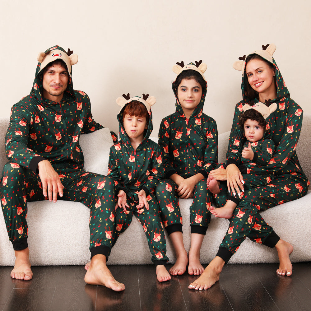 Family matching reindeer onesie pajamas set