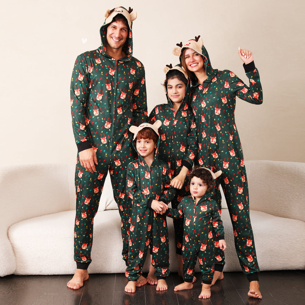 Family matching reindeer onesie pajamas set