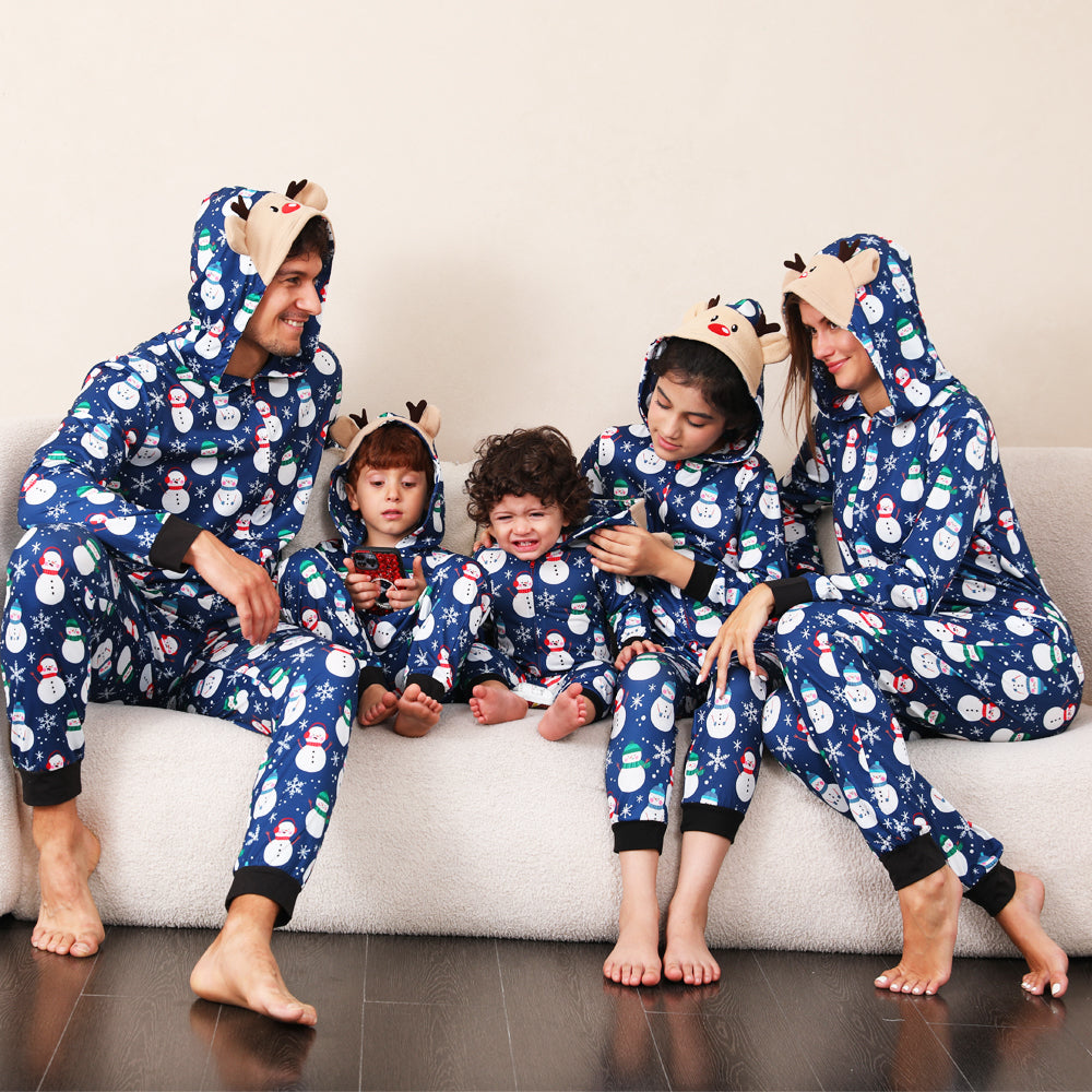 Blue snowman family matching onesie pajamas