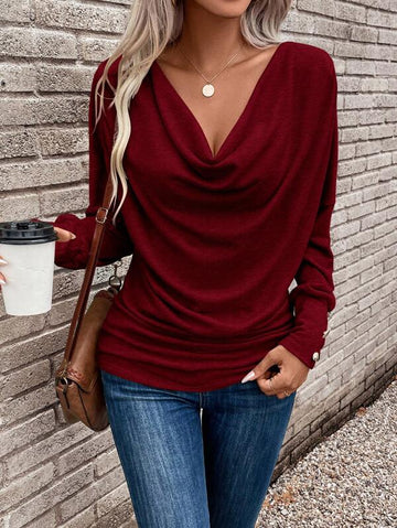 Women's wine red elegant blouse