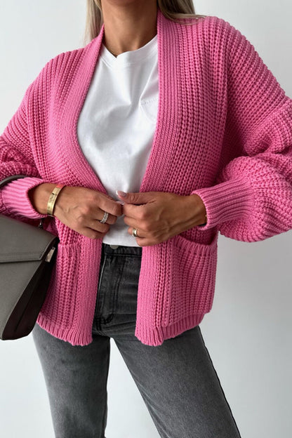 Women's casual solid color knitted cardigan with pockets