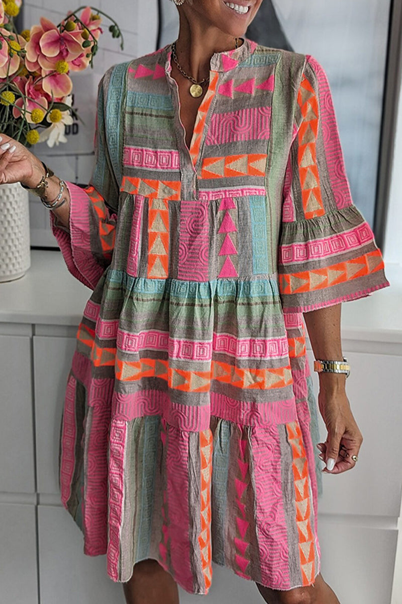 Rowena -Vibrant boho-chic tiered dress