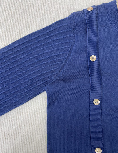 Women's plain round neck sweater with button design