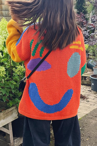 Women's smiley face knitted pullover sweater