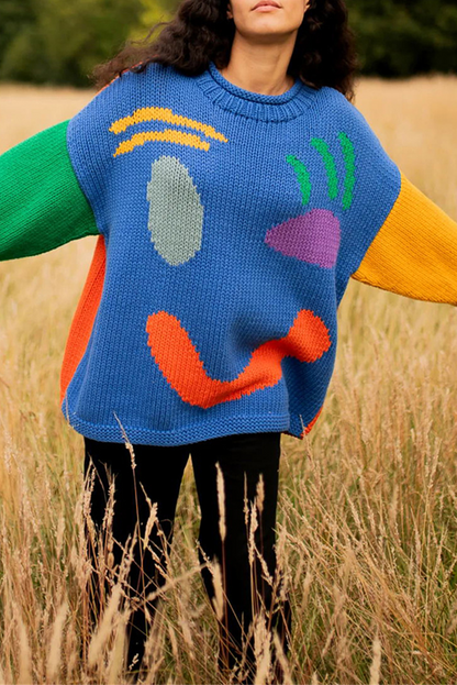 Women's smiley face knitted pullover sweater