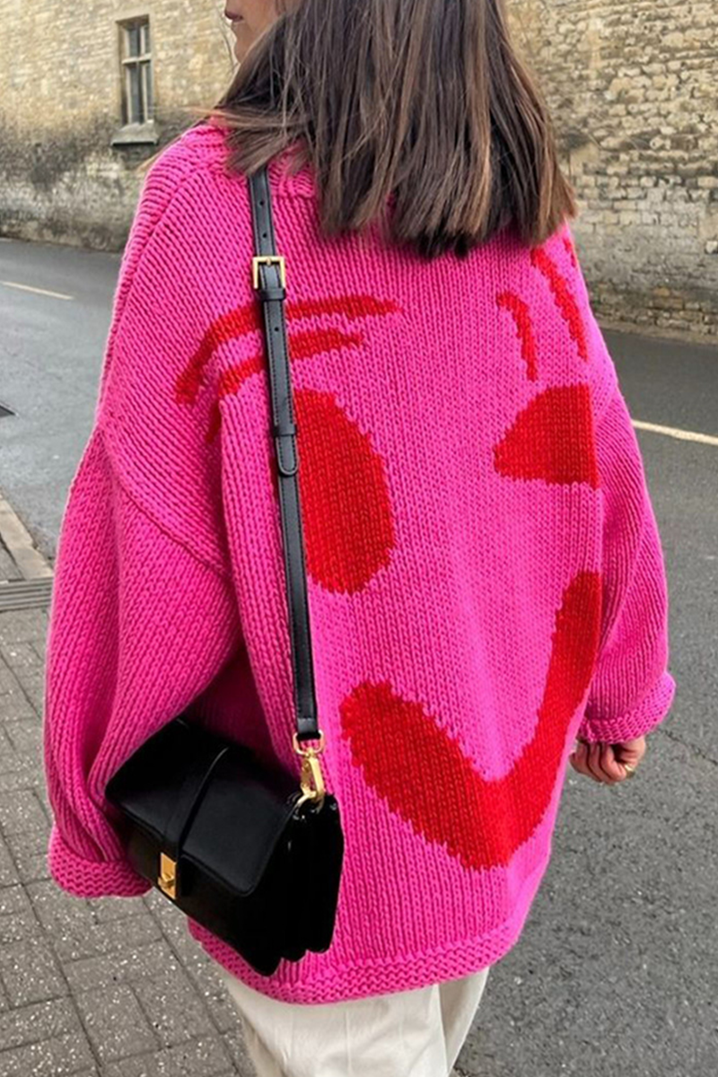 Women's smiley face knitted pullover sweater