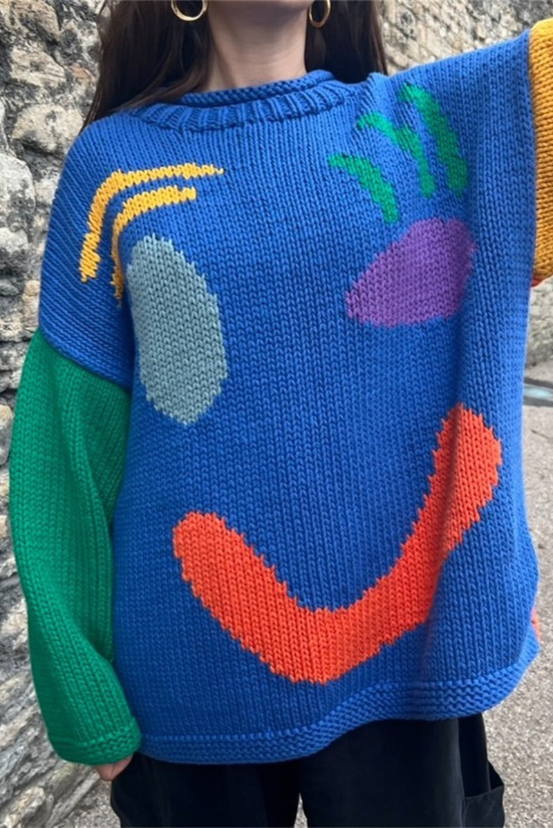Women's smiley face knitted pullover sweater
