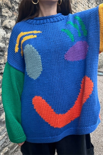 Women's smiley face knitted pullover sweater