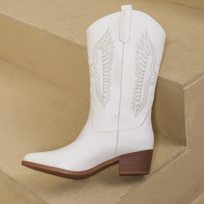 Women's embroidered mid-height cowboy boots