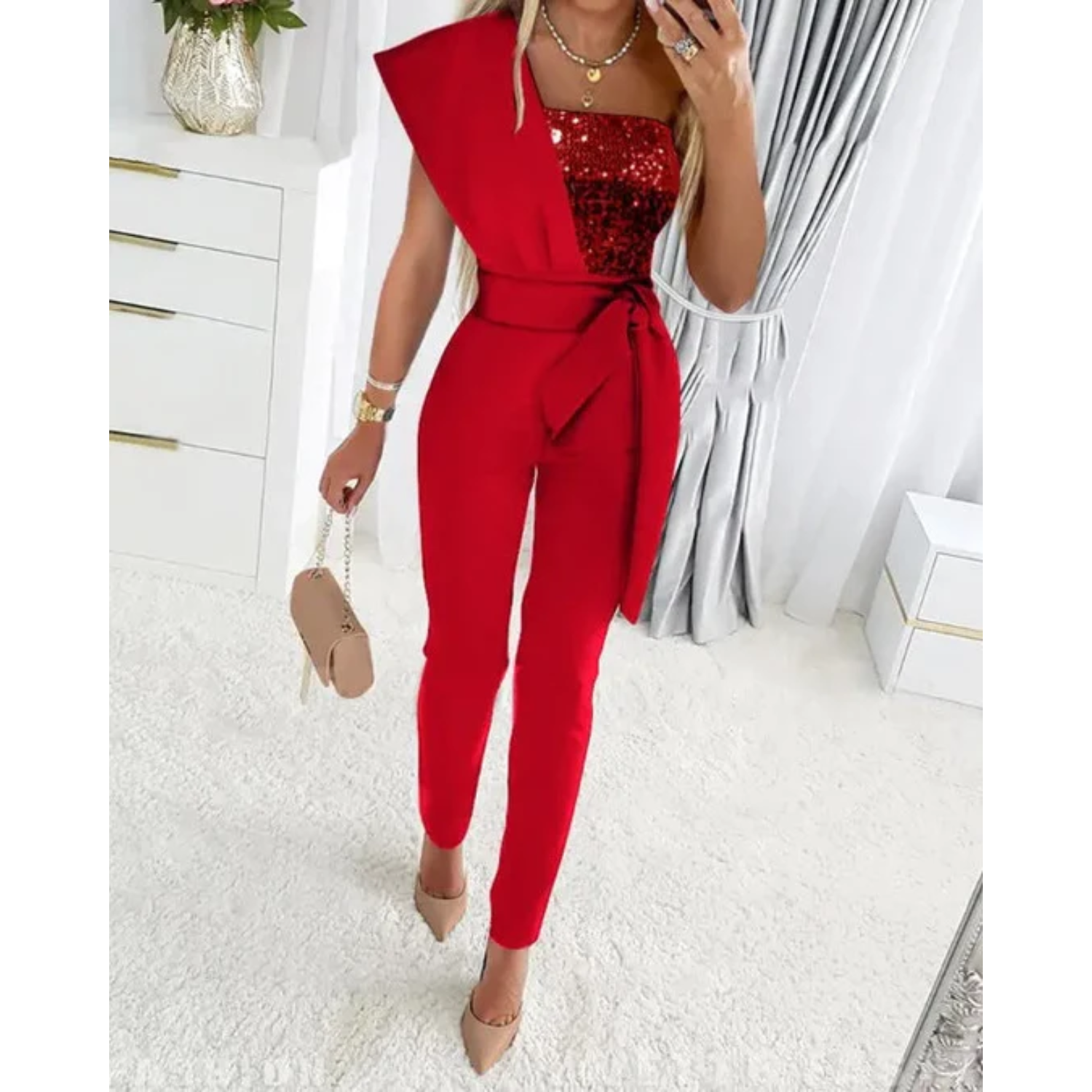 Women's chic sequin jumpsuit