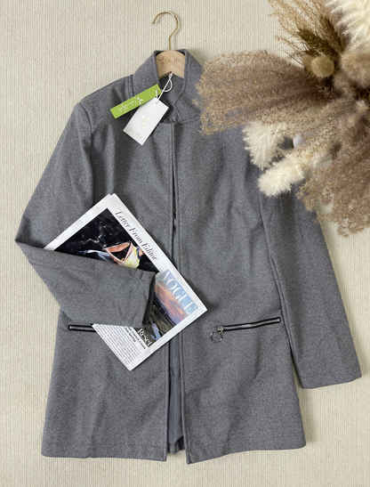 Women's stylish gray long sleeve blazer