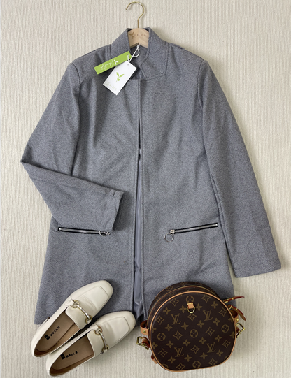 Women's stylish gray long sleeve blazer