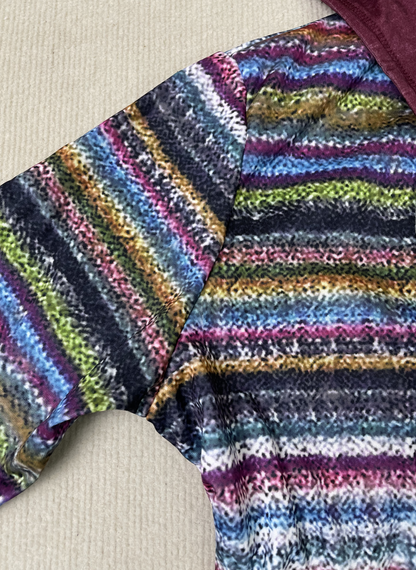 Women's rainbow stripe hooded cardigan