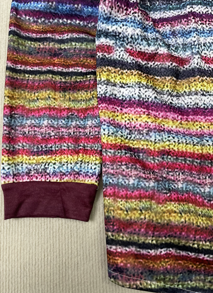 Women's rainbow stripe hooded cardigan