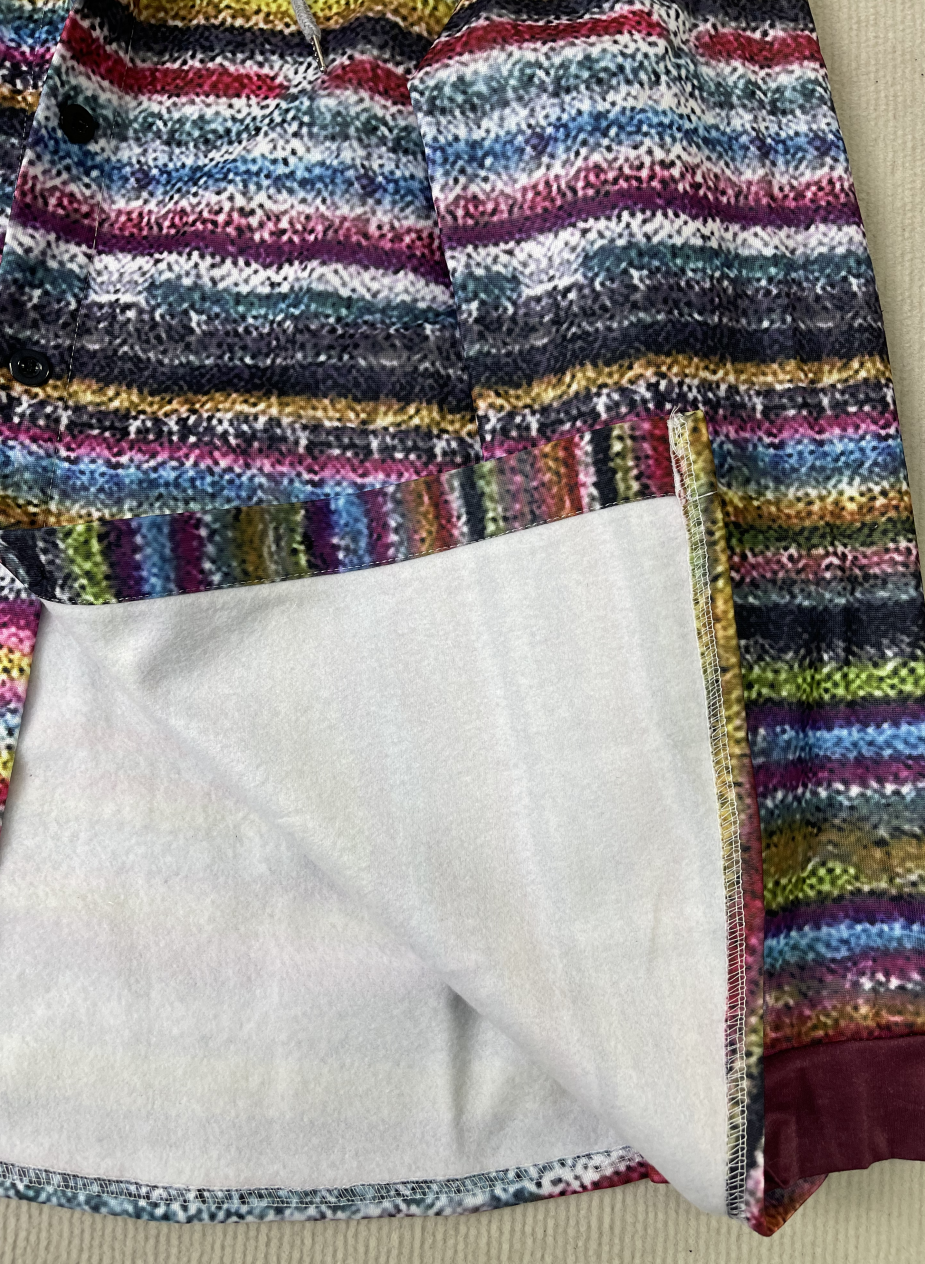 Women's rainbow stripe hooded cardigan