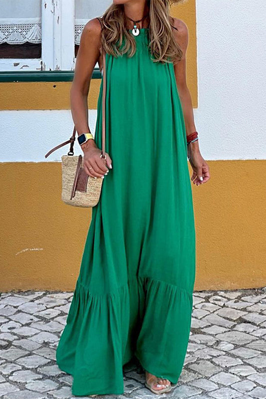 Flowing Lightweight Halter Neck Maxi Dress
