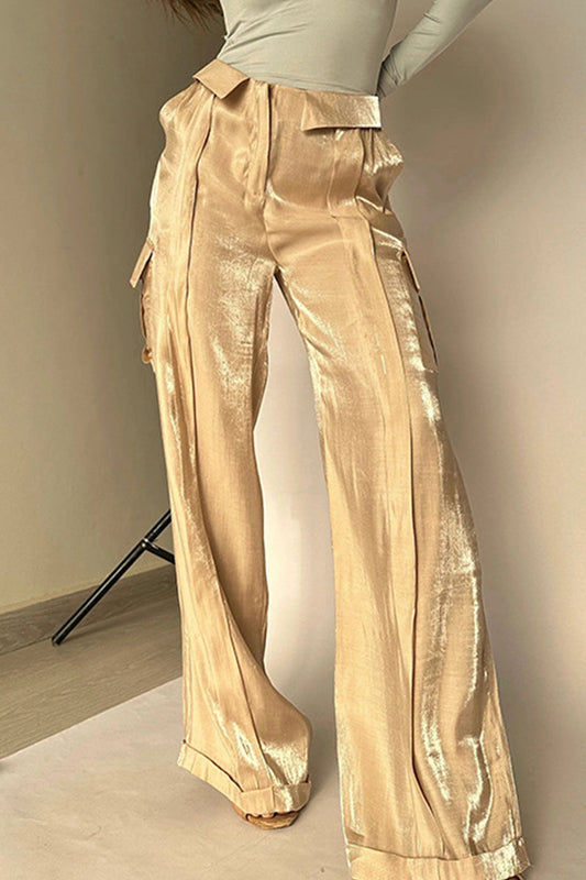 High Waist Satin Wide-Leg Trousers