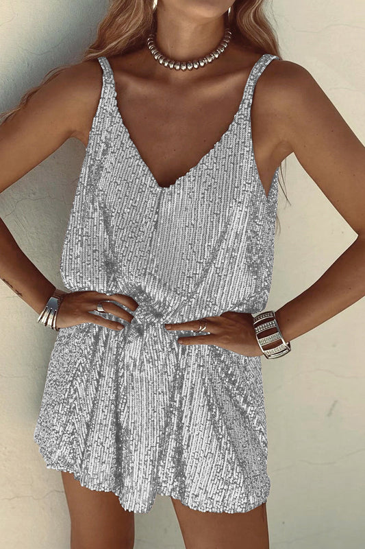 Sequin Sleeveless V-Neck Romper