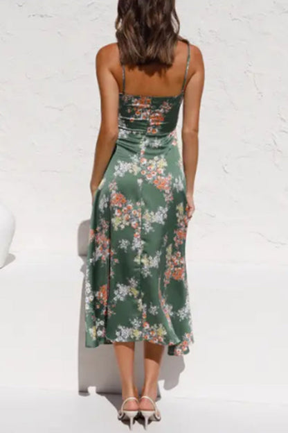 Sweet and fresh V-neck halter dress with swing skirt for women