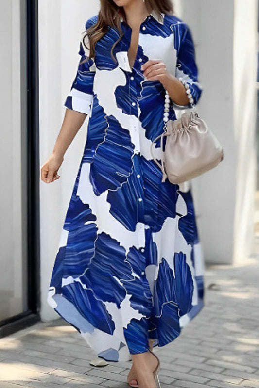 Flowing Loose Fit Button-Down Shirt Dress