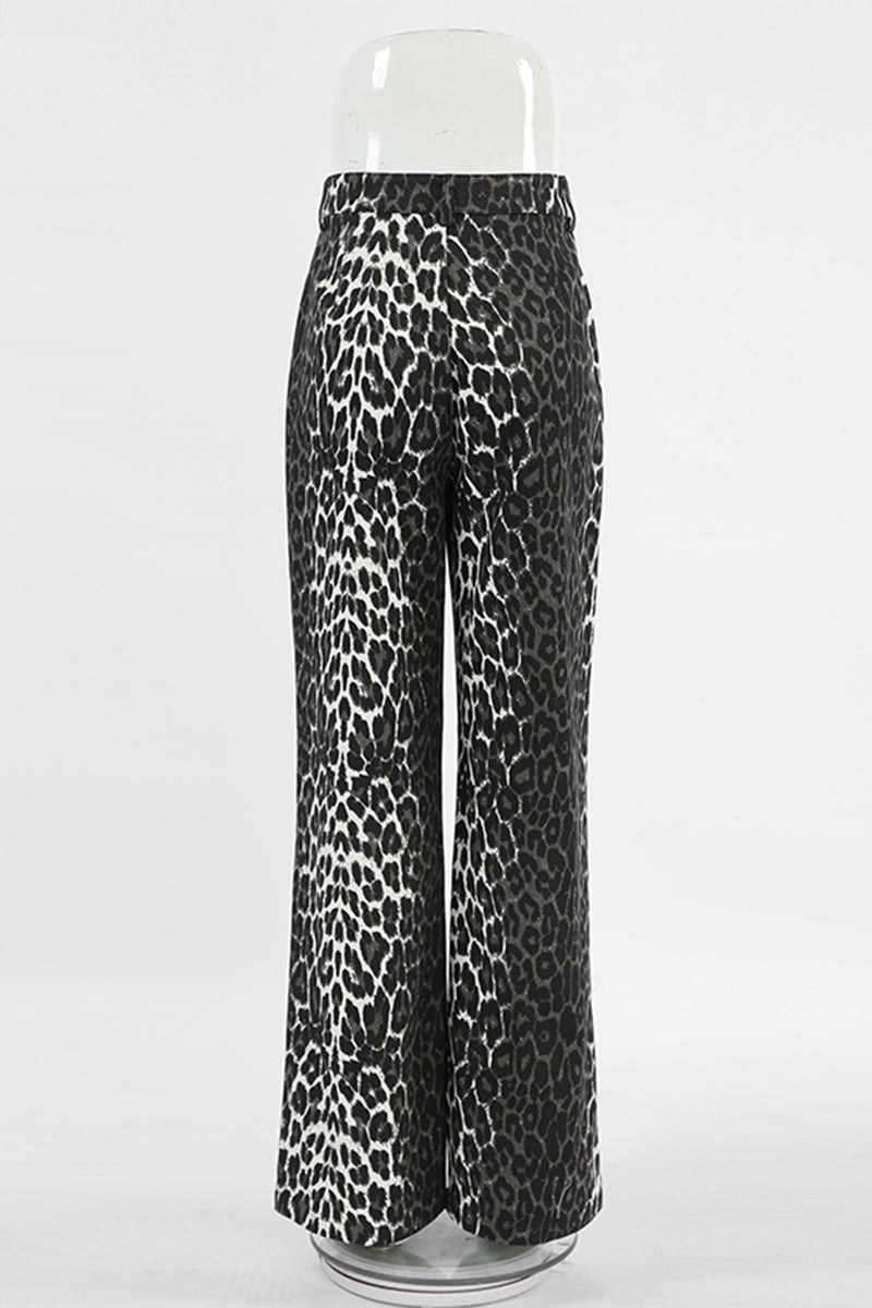 Leona - casual vintage leopard print high waist loose pants