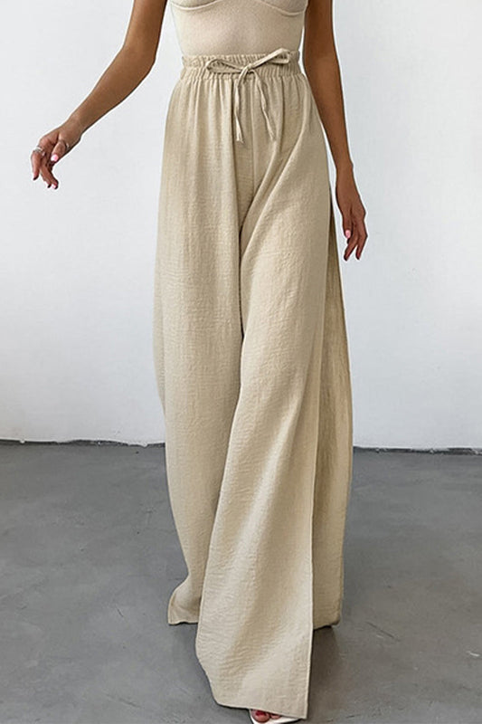 High-Waisted Lace Up Wide Leg Bottoms