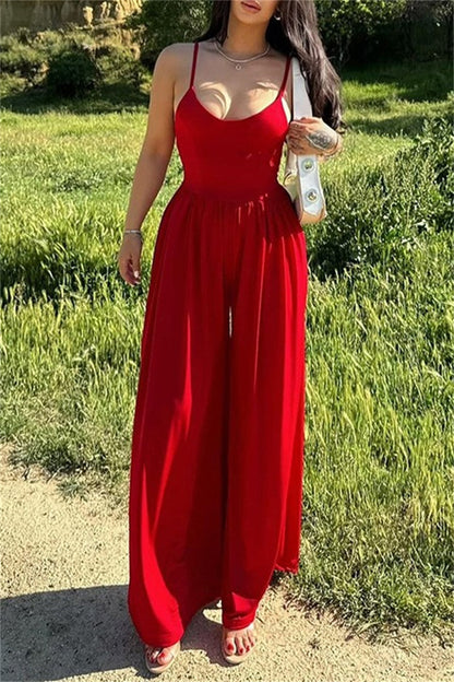 Women's Jumpsuit - Spaghetti Strap - Wide Leg - Elegant Flowy Fit