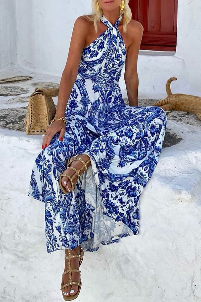 Women’s Halter Maxi Dress - Sleeveless Flowy Design - Elegant Lightweight Fit
