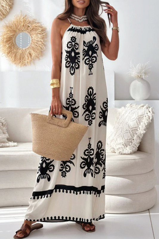 Flowing Halter Neckline Maxi Dress