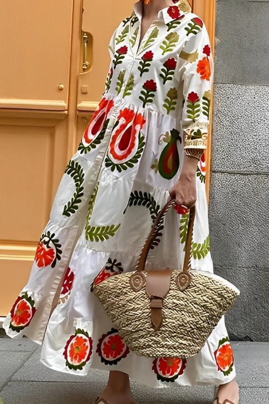 Floral Print Loose Fit Maxi Dress