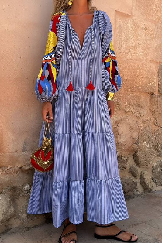 Embroidered Boho Tiered Maxi Dress