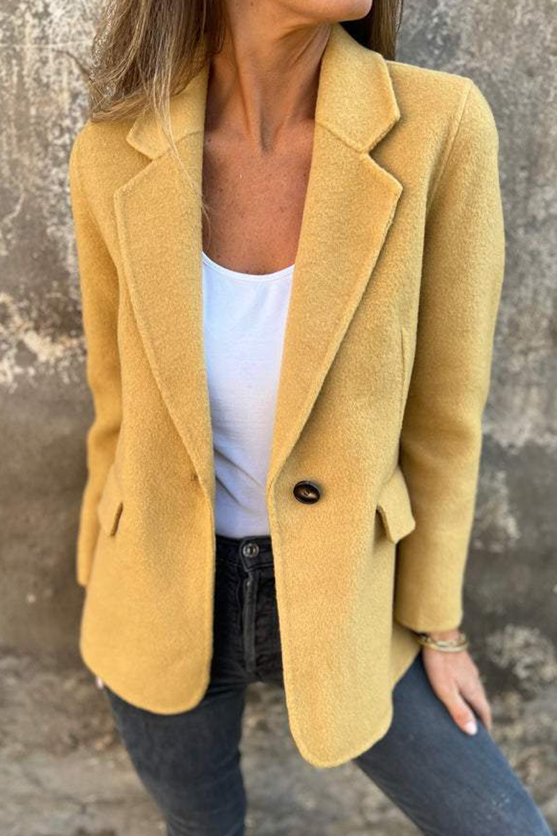 Women's autumn winter casual lapel button jacket