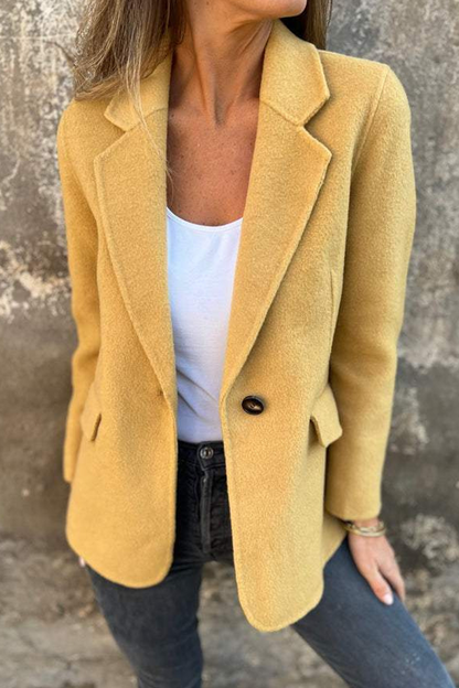 Women's autumn winter casual lapel button jacket