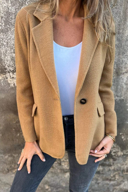 Women's autumn winter casual lapel button jacket