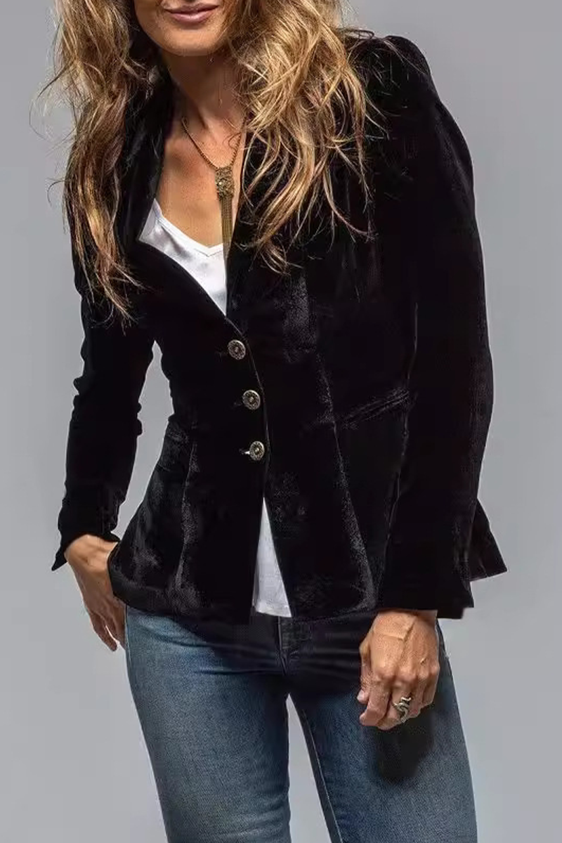 Women's retro lapel blazer with pockets