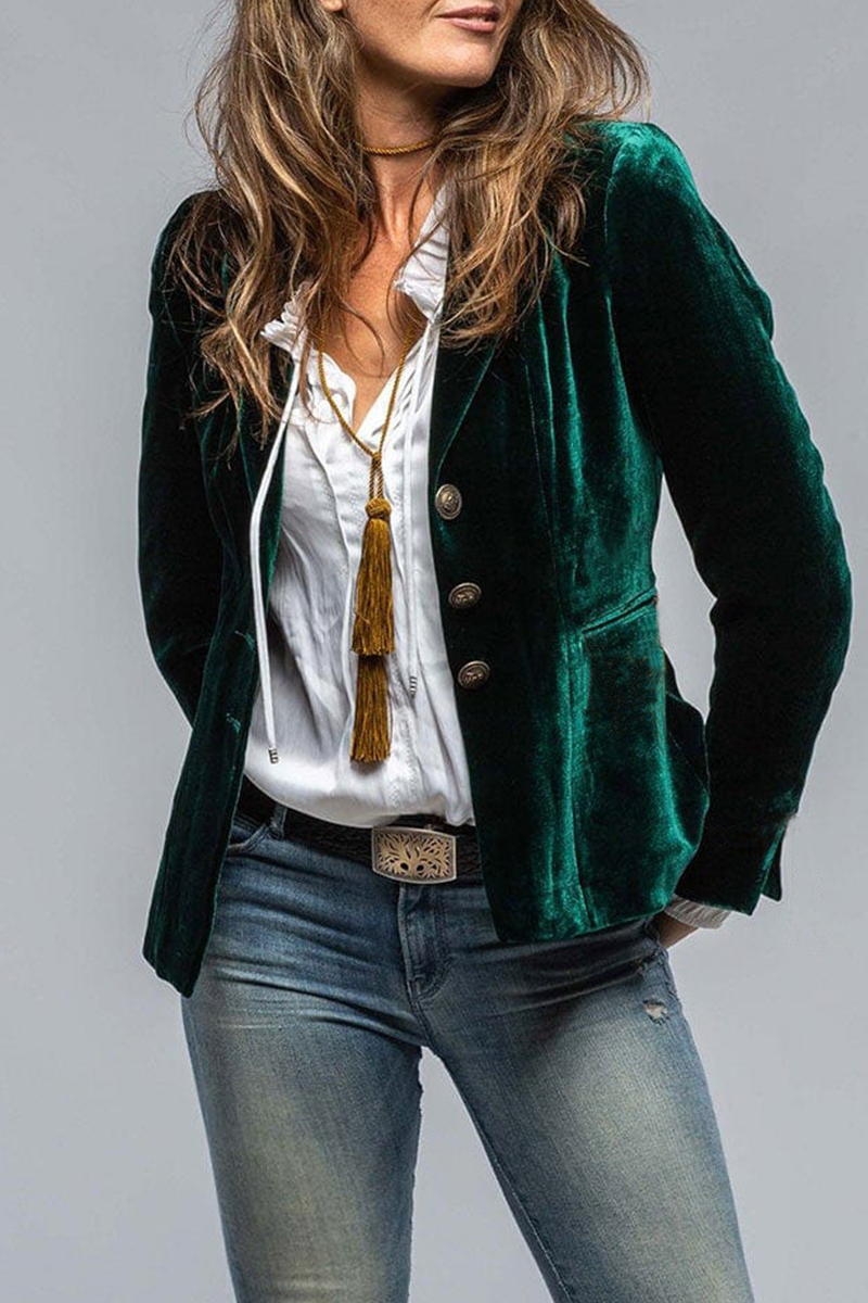 Women's retro lapel blazer with pockets