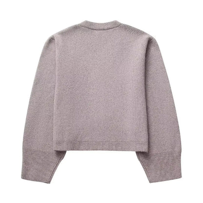 V-neck wool knitted sweater cardigan for women
