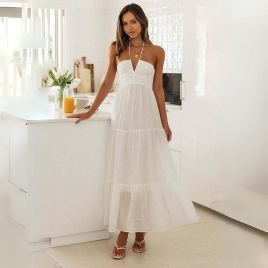 Bohemian Halter Neck Maxi Beach Dress