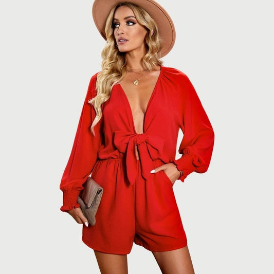 Relaxed Fit Deep V-Neck Romper