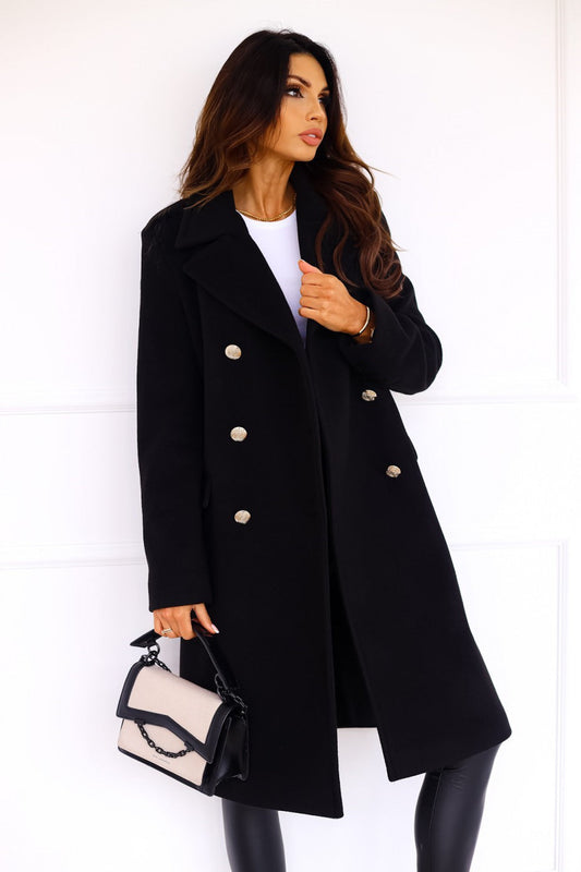 Wool Blend Relaxed Fit Long Coat 