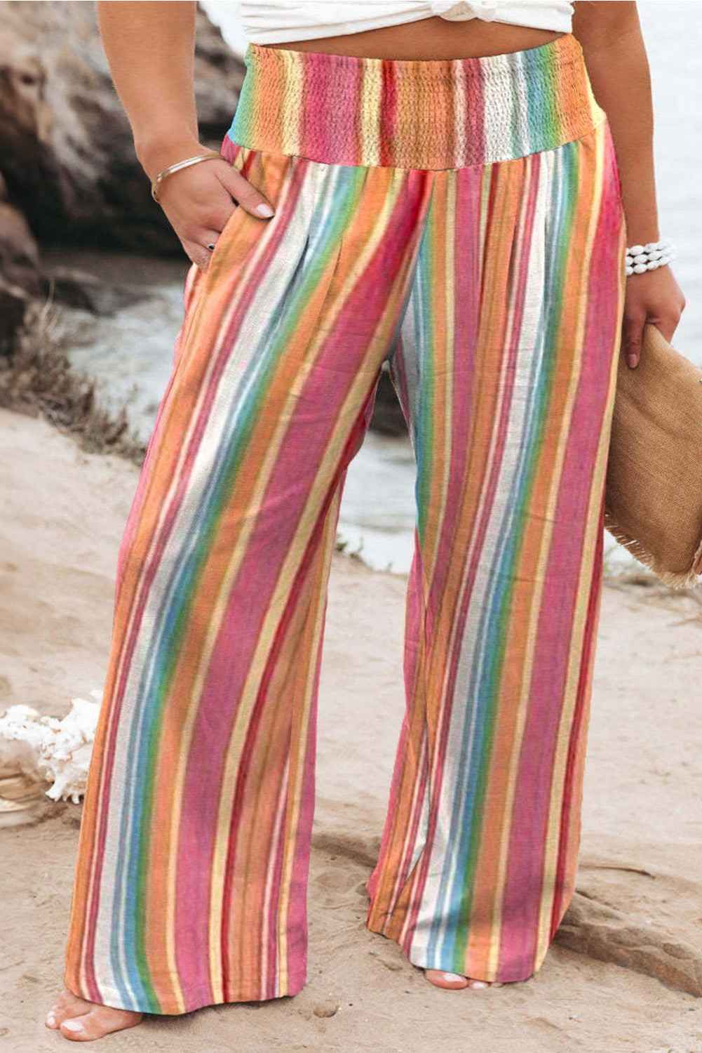 Gabe - plus size striped wide leg pants