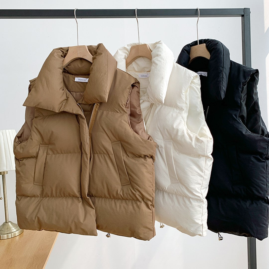 Women's Puffer Vest - Quilted Insulated - Funnel Collar - Zip Closure - Lightweight Layer