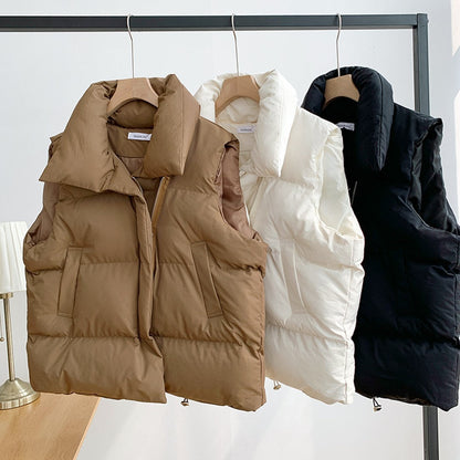 Women's Puffer Vest - Quilted Insulated - Funnel Collar - Zip Closure - Lightweight Layer