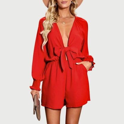 Women's Knot-Front V-Neck Jumpsuit
